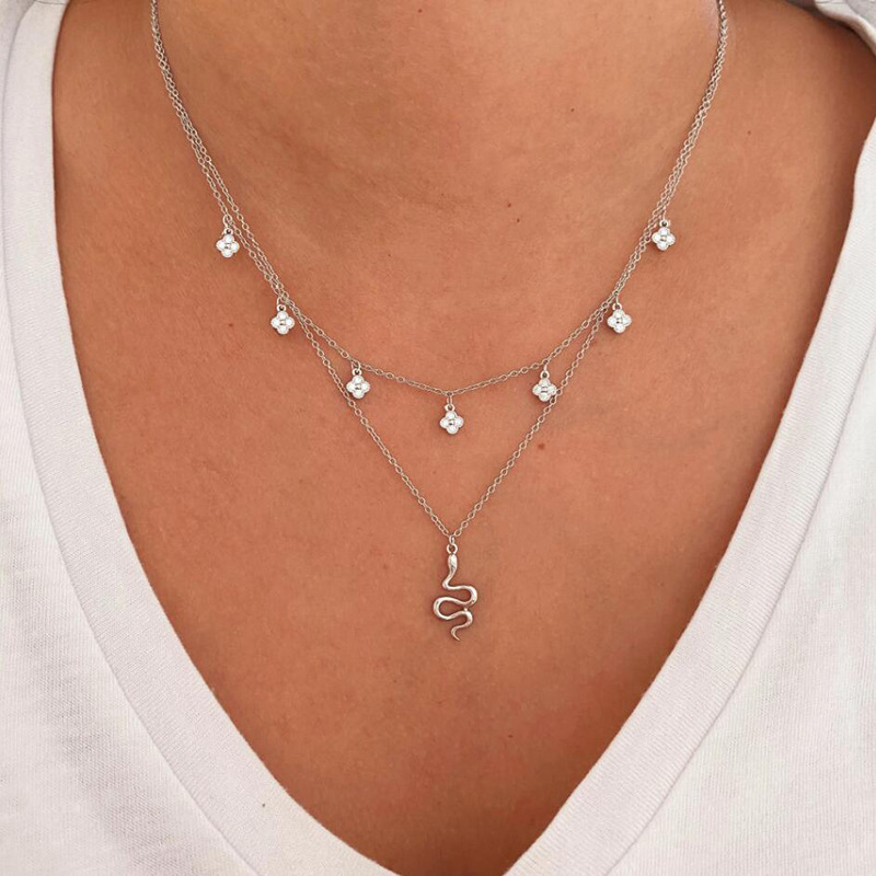 European and American style s925 silver snake-shaped necklace