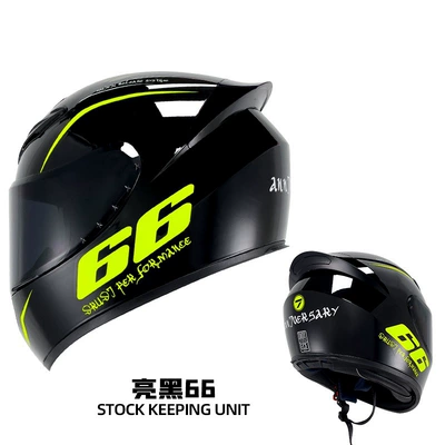 Four-Season Helmet, Foreign Trade | Motorcycle Safety Supplies - qk111-bright-black-66-with-black-mirror-foreign-trade-version-s