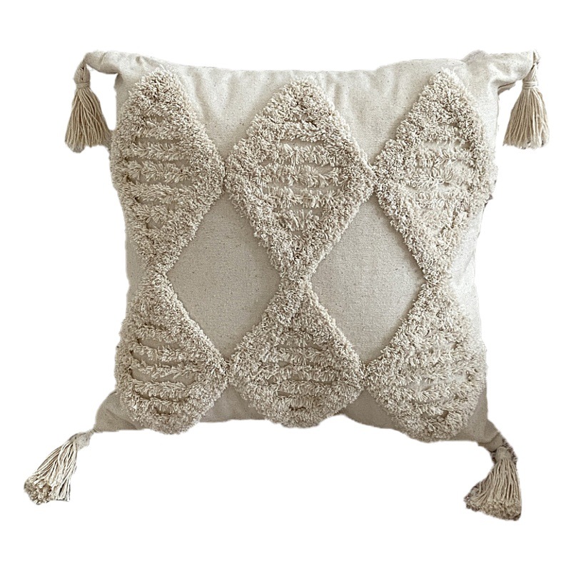 Funda de almohada capitoné marroquí ins hogar étnico estilo retro borla sofá cabecera almohada Oficina cintura almohada