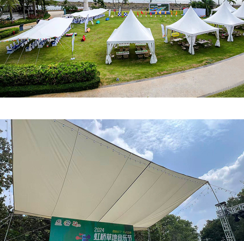 Outdoor Thickened Butterfly-Shaped Canopy with Black Glue Coating for Sun Protection and Rainproofing, Suitable for Camping and Commercial Use, Off-White Tent That Is Not Easy to Tear and Can Add Logo