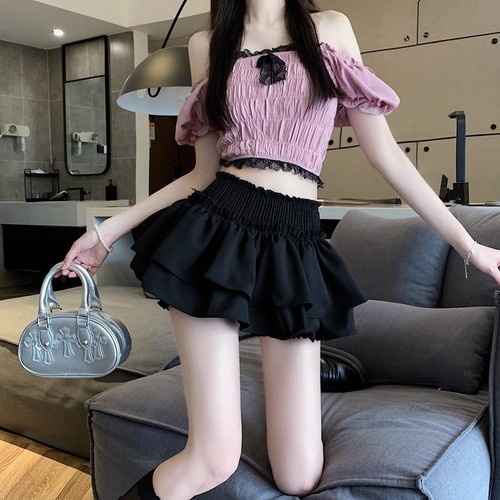 Plus-size ballet-style edgy skirt for women: Summer high-waisted, figure-flattering short tulle puffy skirt perfect for petite figures