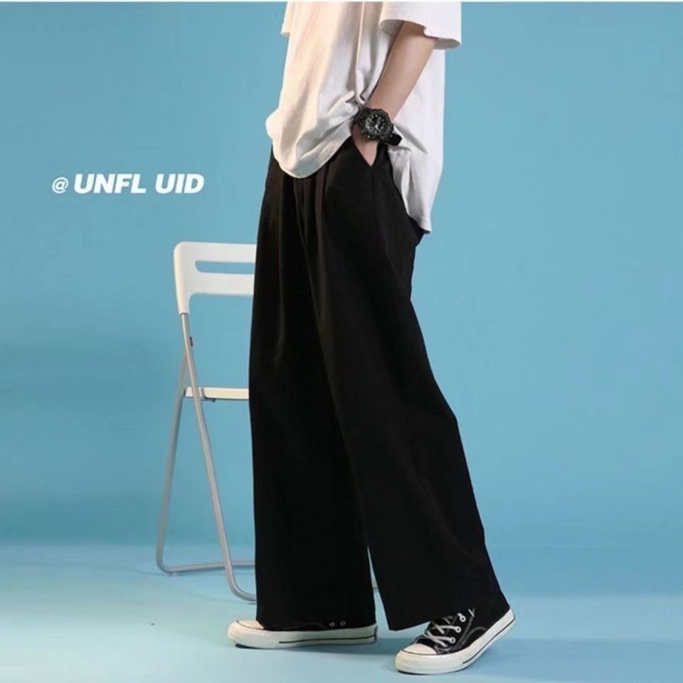 Primavera y otoño casual pantalones de los hombres delgados juventud nuevos pantalones estilo coreano suelto Pantalones rectos drapeado pierna ancha fregona Pantalones