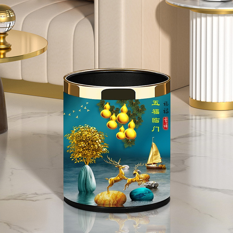 Trash Can Commercial Hotel Hotel KTV Uncovered Double Flame Retardant Trash Can Living Room Household Bathroom Kitchen Paper