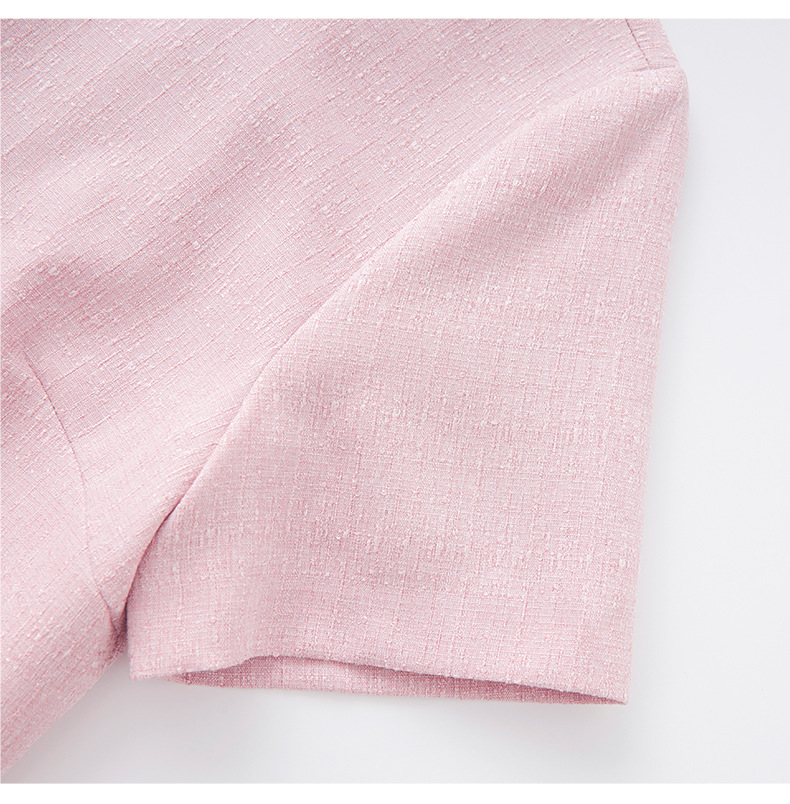 Váy liền nữ kiểu Pháp cổ tròn tay ngắn dệt jacquard ôm nhẹ — Màu be chi tiết 22