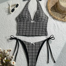 日系少女格子可爱萝莉风比基尼性感沙滩温泉度假分体泳衣
