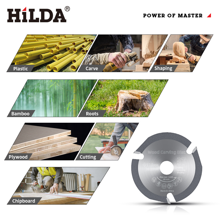 Hilda/Hilda ventas directas de la fábrica de madera talla hoja de sierra amoladora angular hogar disco de corte disco de molienda ángulo de corte amoladora