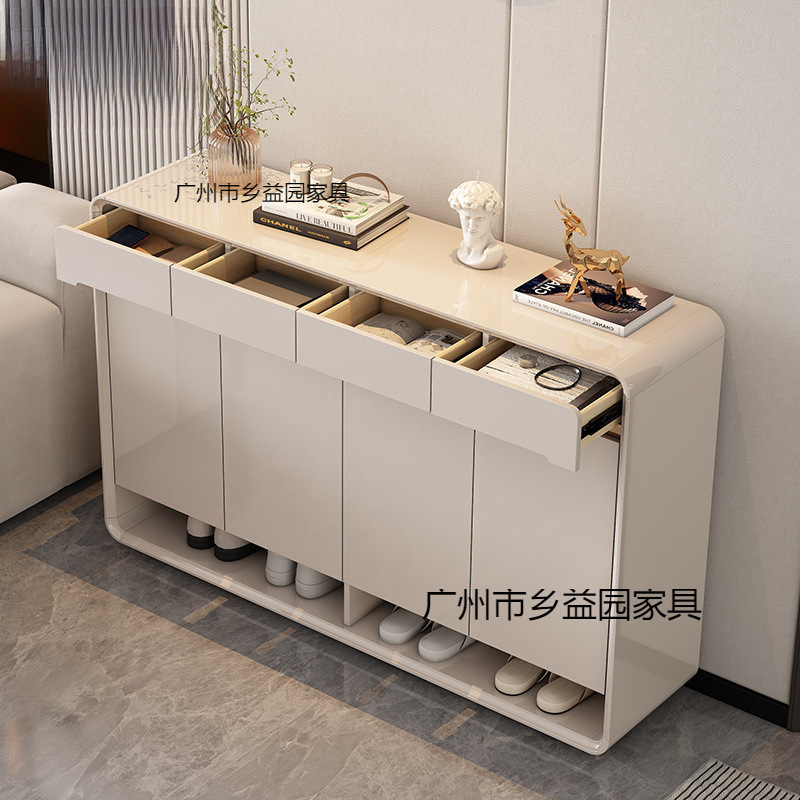 入户鞋柜家用门口现代简约轻奢玄关储物柜坐凳一体爆款奶油风|undefined