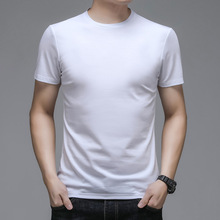 2023年新款 男士冰絲短袖純色T恤 夏季白圓領 潮流百搭時尚打底衫