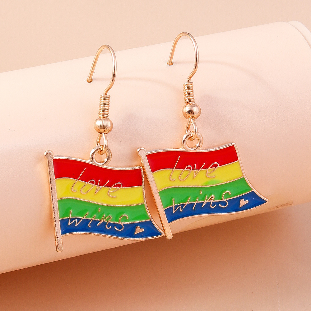 8g Weight Alloy Ear Needle Material Drop Earrings Classification 1 Pair Quantity Outdoor, Daily Occasion Zinc alloy Material Love, Rainbow, Heart Shape Pattern All Seasons Season Women's Gender Polished Finish Elegant, Korean Style Style 1 Pair Elegant Korean Style Love Rainbow Heart Shape Zinc Alloy Drop Earrings 10