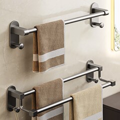 爾泡銃灰トイレステンレスタオル掛け風呂軽豪華タオル棒スタンド穴なし浴室棚
