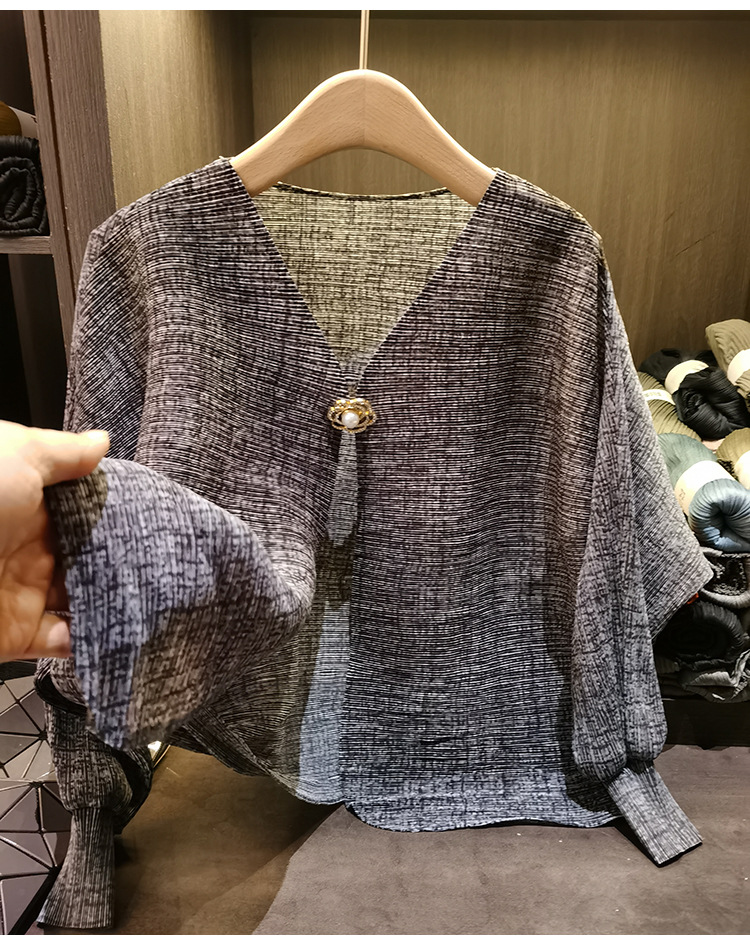Áo khoác dáng rộng nữ tay lỡ cổ tròn chất liệu cotton thoáng mát — Màu hồng, màu xám, màu mơ chi tiết 15