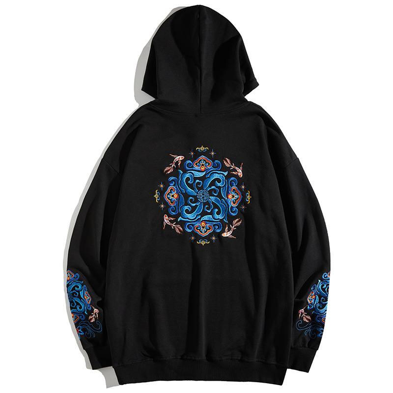 가을과 겨울 후드 스웨터 남자 전국 유행 자수 풀오버 커플의 코트 트렌디 브랜드 플러스 사이즈 탑