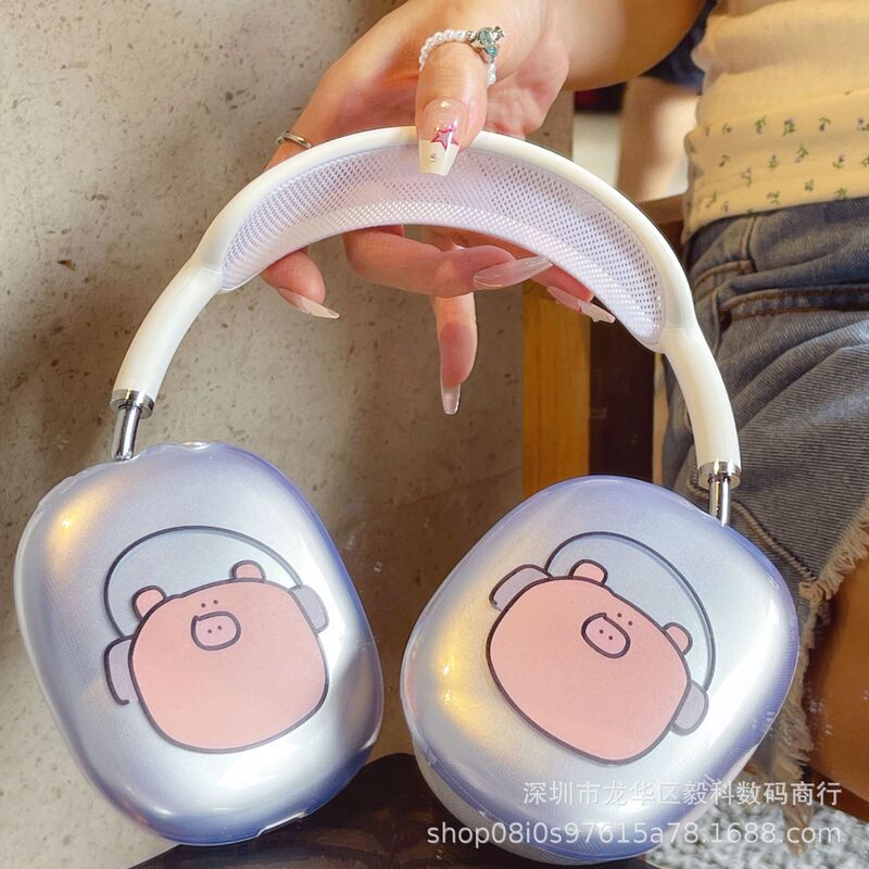 South Korea Airpods Max Protective Case Pig Headset Apple Max Transparent Soft Case South Korea Airpods Max Protective Case Pig Headset Apple Max Transparent Soft Case