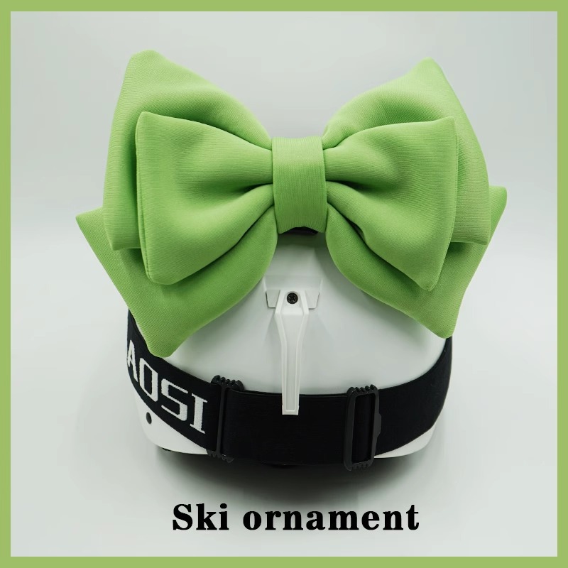 Avocado Green Double Layer Bow Motorcycle Helmet Accessories