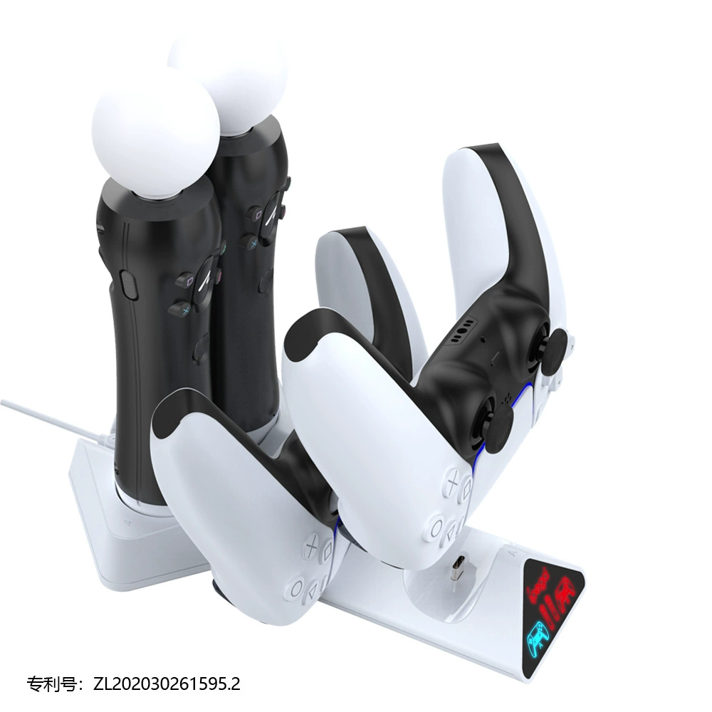 Многофункциональная двойная зарядная станция для контроллера PS5, подставка для PS MOVE, треугольная подставка с подсветкой, модель PG-P5011