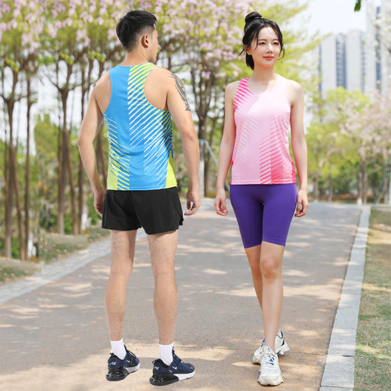 Summer New Marathon Running Quick-drying Vest Men's and Women's Lightweight Breathable Track and Field Training Fitness Clothes Sports Top
