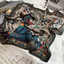 大牌风比翼鸟真丝方巾100%桑蚕丝丝巾秋冬时尚气质真丝丝巾女批发