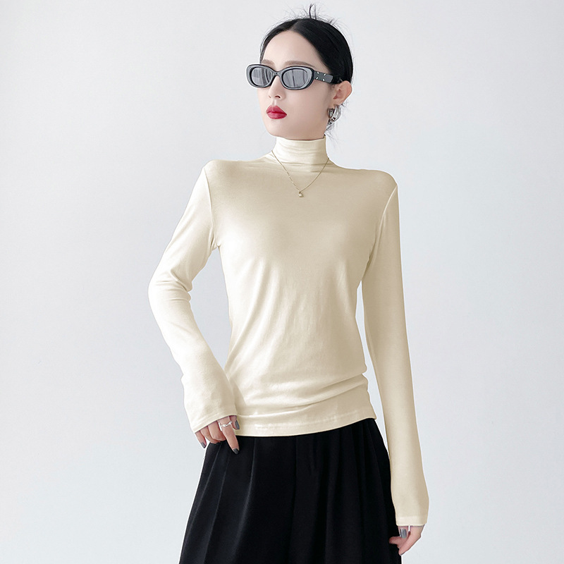 Modal High Neck Base Shirt Women's Inner Spring, Autumn and Winter Long Sleeve 2023 New Black Western Style Top Design Sense