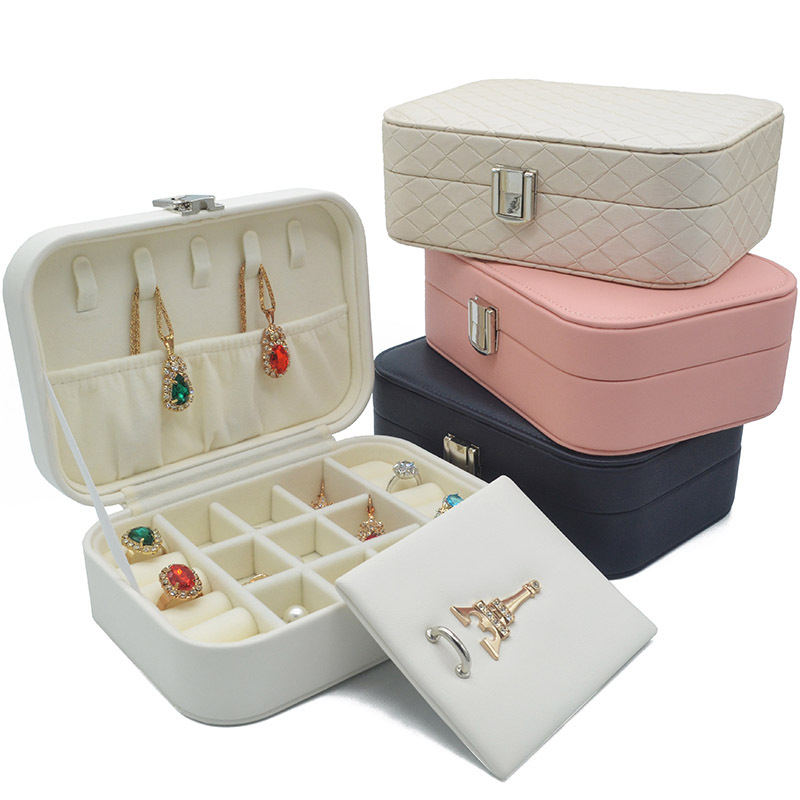珠宝箱单层白色磁扣耳钉耳环戒指饰品简约迷你创意便携首饰收纳盒