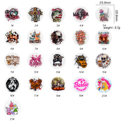 Cross-border new round printed silicone beads cartoon color bead string pen keychain accessories