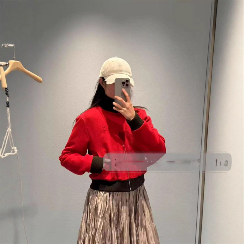 2025秋季新款南油miu轻盈保暖简约休闲风撞色立领夹克棉服短外套|undefined