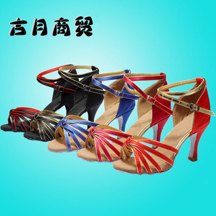 Wholesale knotted Latin dancing shoes female adult Middle heel soft soled ladies Latin shoes high heel dancing shoes cha-cha dancing shoes