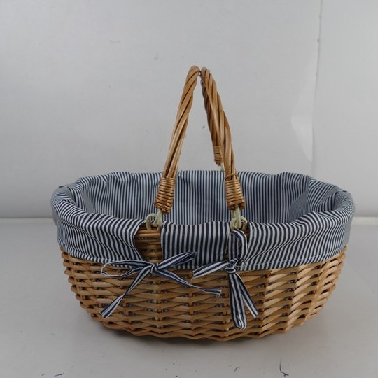 Cesta de picnic de ratán personalizada de fábrica cesta de mano de almacenamiento de doble mango cesta de verduras de regalo hecha a mano cesta de mimbre transfronteriza
