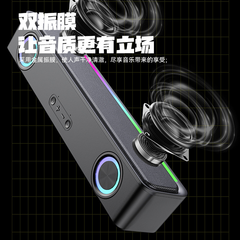 源工場製 デスクトップ2024 ゲーミングRGBサウンドバー ワイヤレスカード挿入式Bluetooth小型スピーカー|undefined