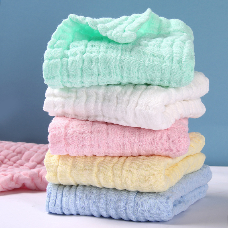 Seersucker baby towel class a gauze 40 newborn square cotton baby gauze small square towel saliva towel