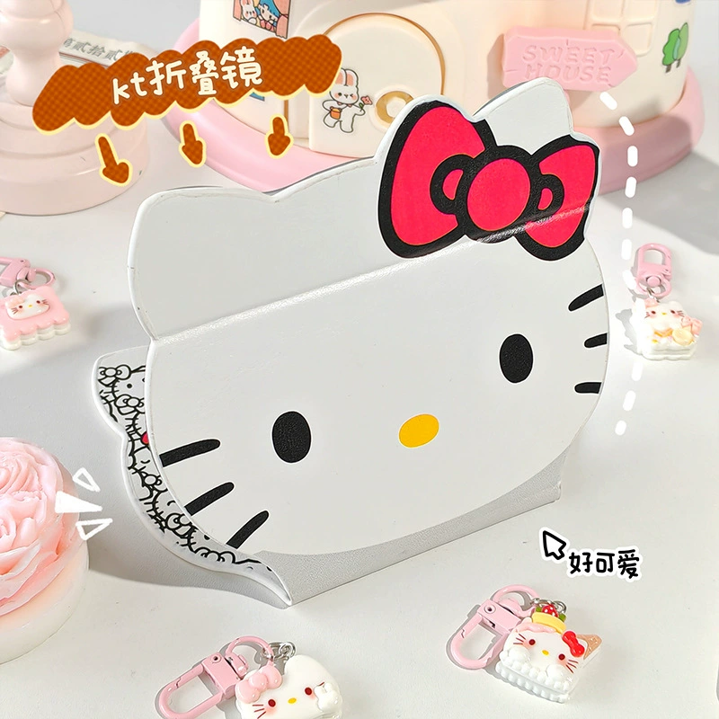 Hello kitty, складное мультяшное настольное зеркало двустороннее для школьников