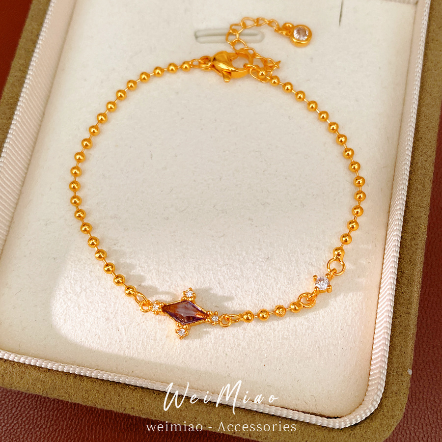 Elegante y simple pulsera de piedra de diamante púrpura lujoso ligero nicho de alta sensación pulsera simple y versátil temperamento joyería image 1
