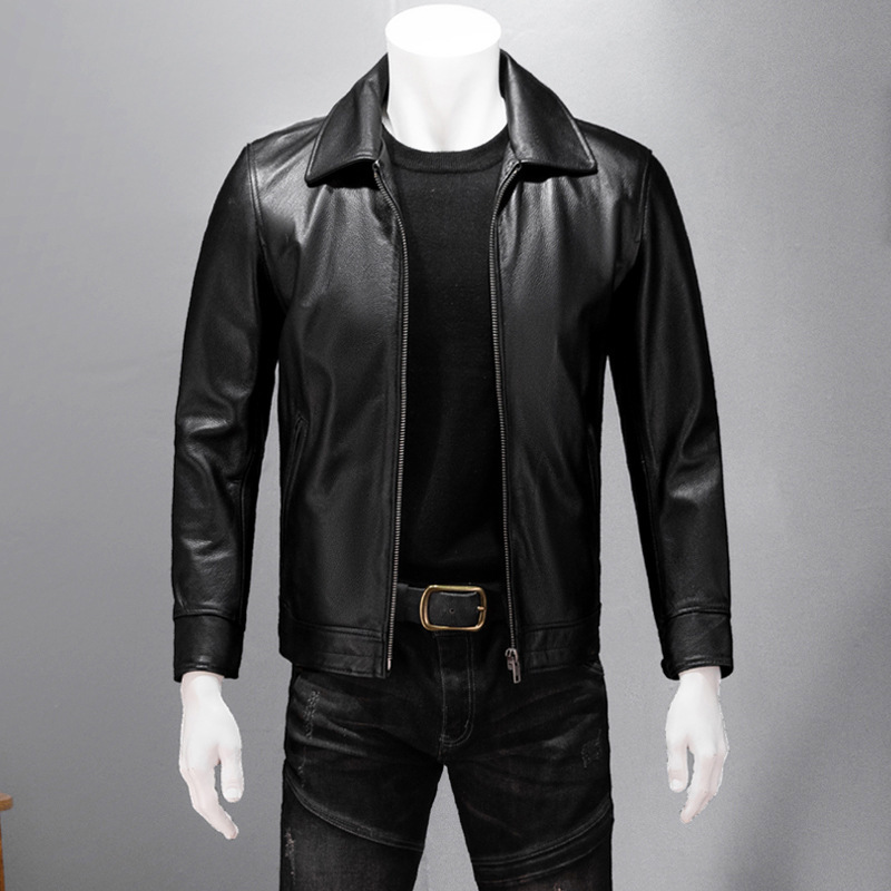 2025 New Product Special Offer: Genuine Sheepskin Texture Men's Leather Jacket, Business Casual Slim-Fit Leather Coat