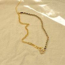 名媛香风拼接B字链条欧美风时尚优雅choker锁骨链项链