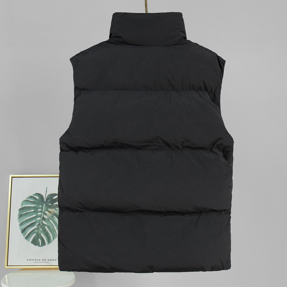 Áo vest gile bông nữ dáng rộng không tay dài trung bình — Màu xám đậm, Màu đen chi tiết 6