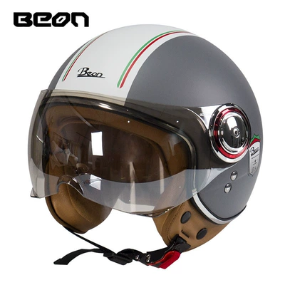 Motorcycle Safety Supplies, BEON Motorcycle Retro Helmet Men's - ferrari-matte-grayred-white-and-green-s