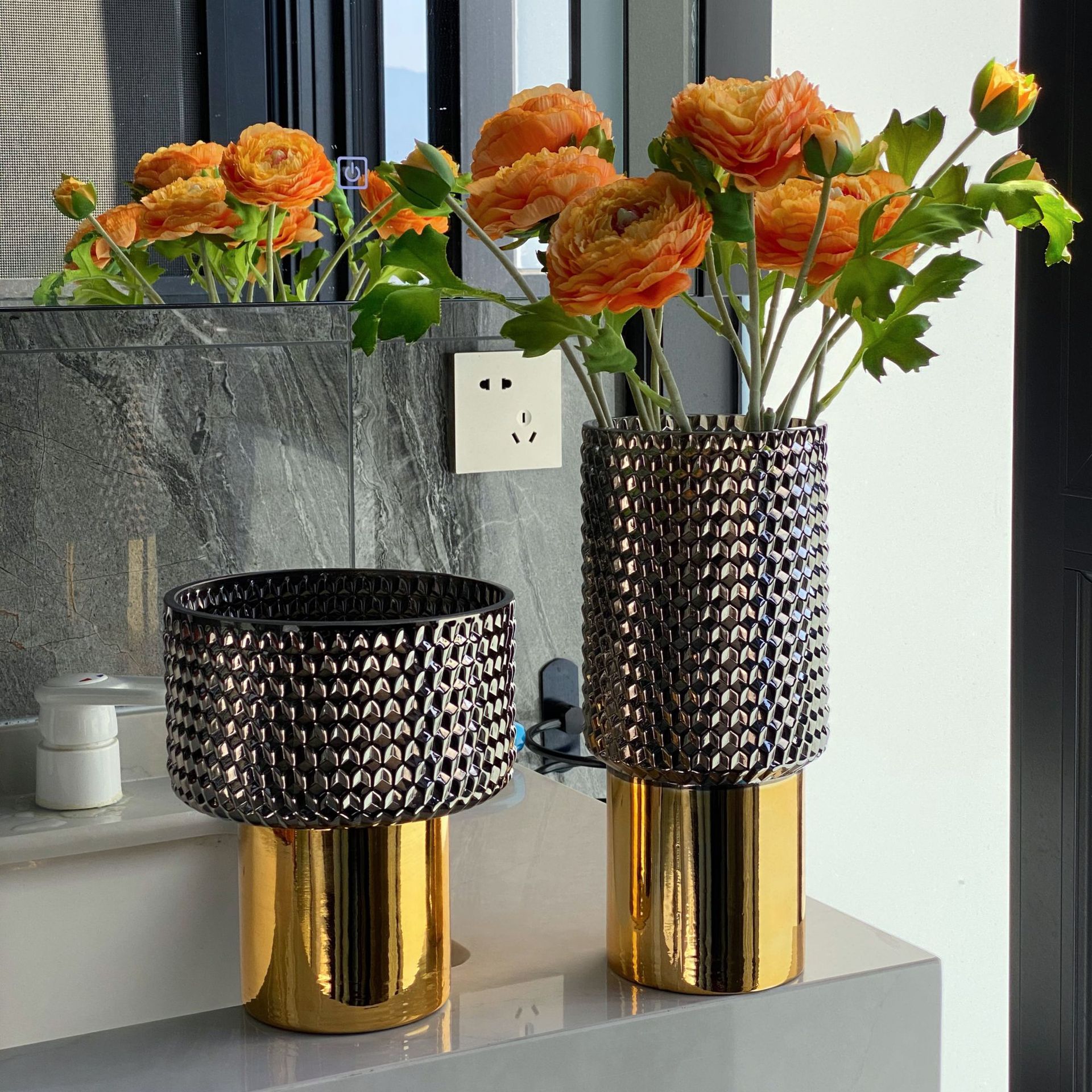 Golden glass decorations for home use for living room