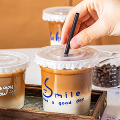 Coffee milk tea bottle internet celebrity disposable transparent plastic cup with lid homemade dudu cup PET packaged cold drink cup
