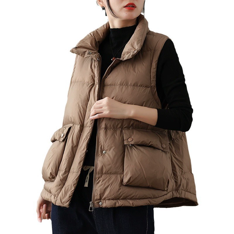 Winter down jacket, retro velvet vest with down, duck down