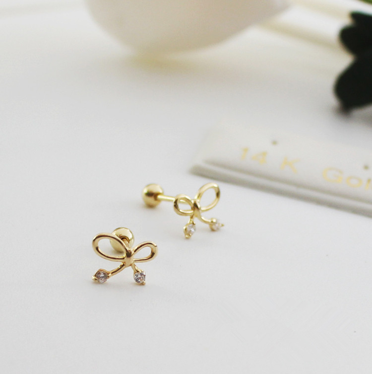 1 Pair Simple Style Bow Knot Plating Inlay Sterling Silver Zircon Ear Studs display picture 3