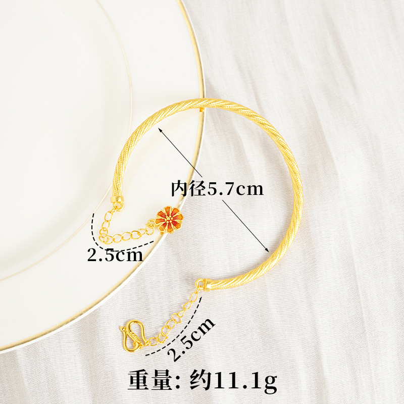 Vietnam Shajin Gesang Flower Series Pendientes Collar Anillo Temperamento simple Pulsera Twist Juego de cuatro piezas de imitación de oro