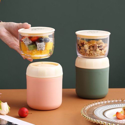 304 stainless steel double-layer soup cup large capacity student milk oatmeal yogurt cup breakfast cup mini porridge cup soup can