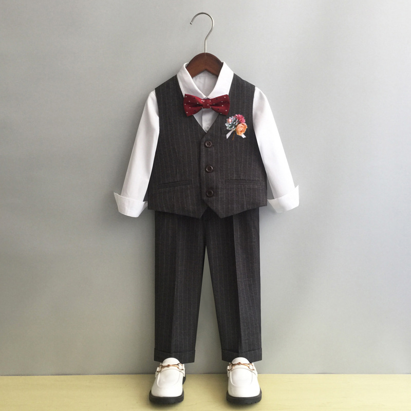 Boys' suit dress new autumn and winter flower girl wedding dress performance clothing for children and children British performance clothing for baby one year old