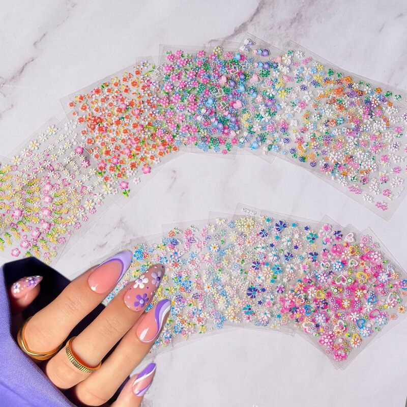 30 Flower Nail Art Stickers Spring Summer Nail Art Self Adhesive Daisy Nail Supplies Elegant and Exquisite Flower Decal