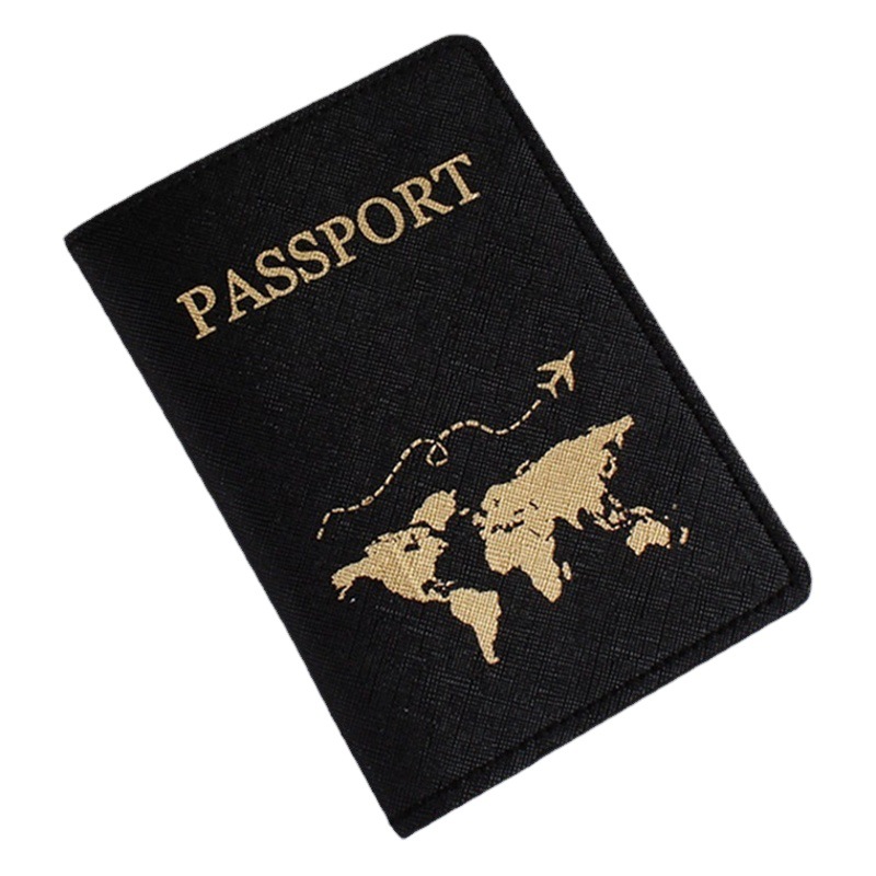 Shein transfronteriza nueva pu cuero dorado mapa pasaporte cubierta certificado bolsa de almacenamiento pasaporte titular en stock