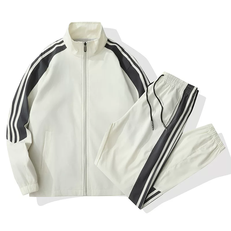 Unisex Tracksuit Set — Jacket and Trousers, Spring–Autumn, Stripe Detail, Sizes M–4XL