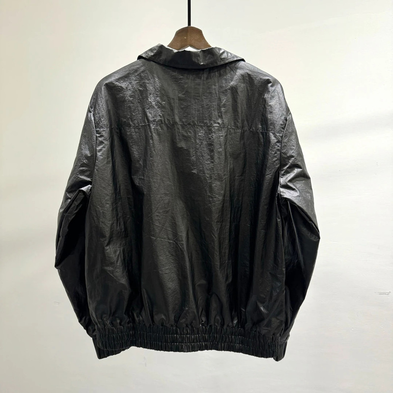 秋季高品质休闲宽松工装外套时尚简约黑色百搭插肩袖翻领夹克潮牌|undefined