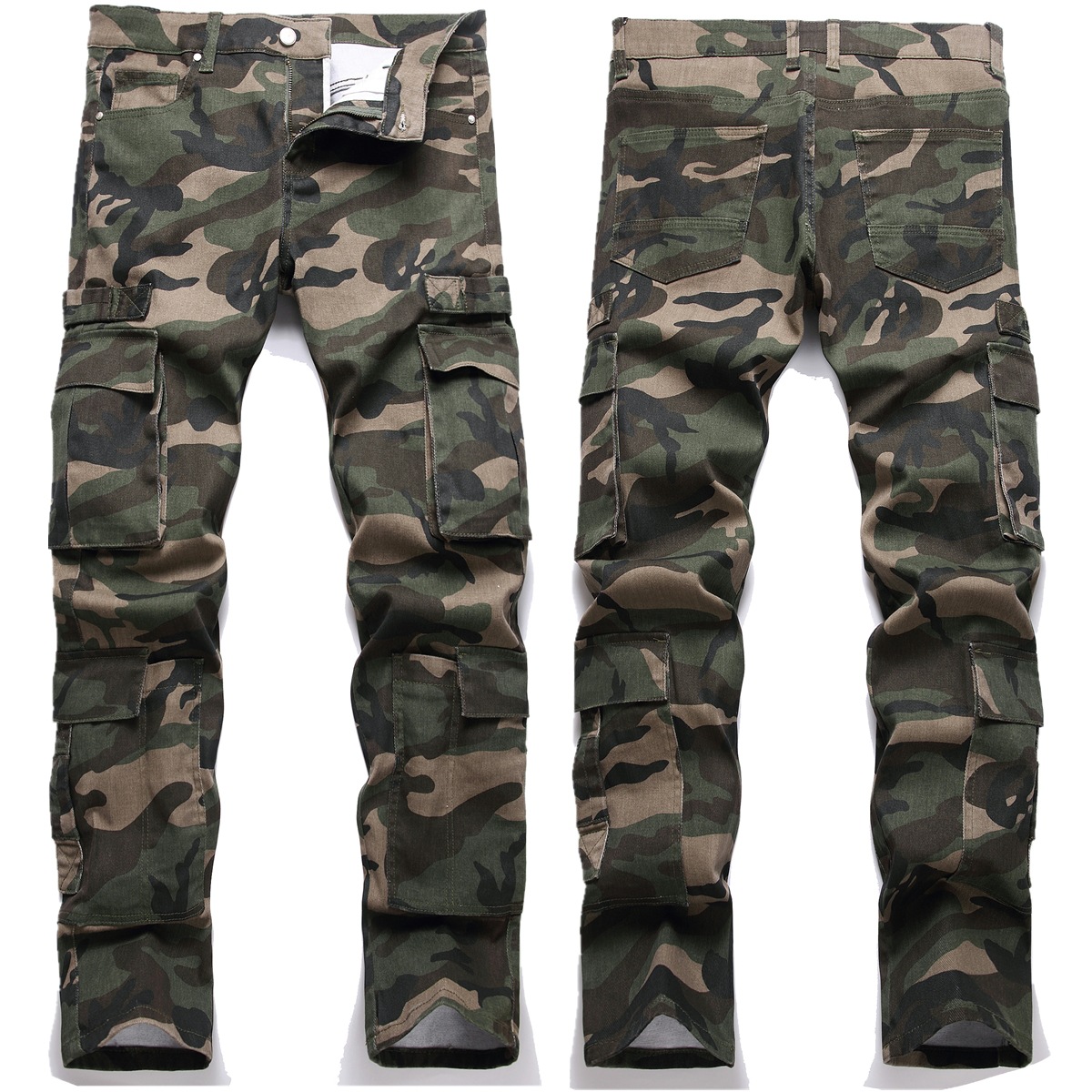 Men's Casual Camouflage Slim-Fit Straight-Leg Cargo Pants With Multiple Pockets (Unisex Slim Straight Style)_mkmklike.com