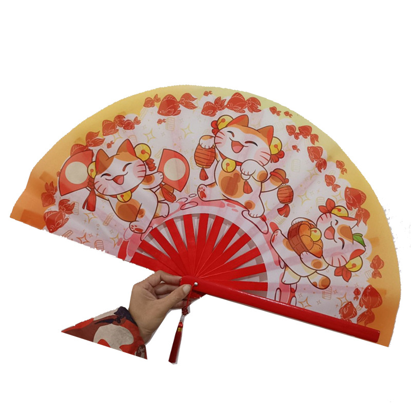 Amazon hueso de bambú rojo gran tamaño de los fabricantes de ventiladores de kung fu para personalizar todo tipo de ventiladores de sonido de ventiladores de kung fu