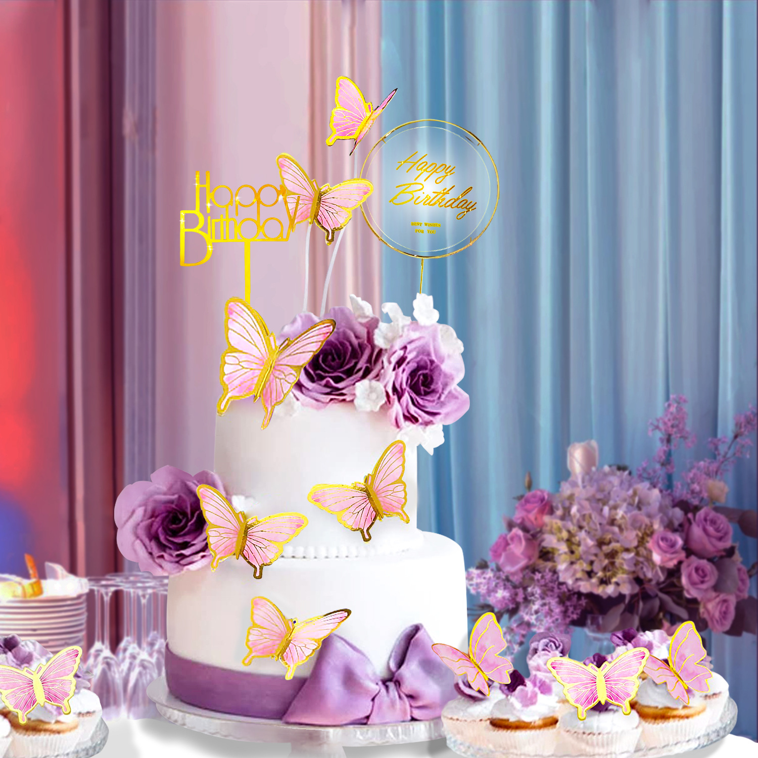 Birthday Fairy Style Cute Letter Butterfly Paper Birthday Cake Decorating Supplies display picture 6