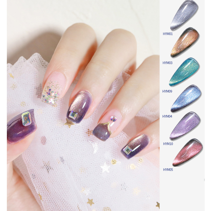 Kasi fantasía arenas movedizas ojo de gato pegamento de esmalte de uñas 2021 nuevo Moonlight gem smoothie Aurora cat eye pegamento salón de uñas